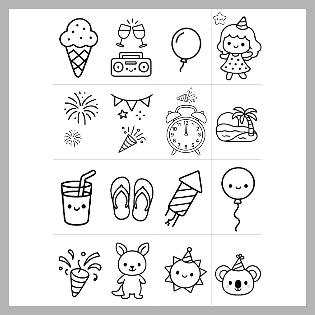 Chibi Kawaii New Years Mini Colouring Book - Digital PDF | Handmade Calm Craft