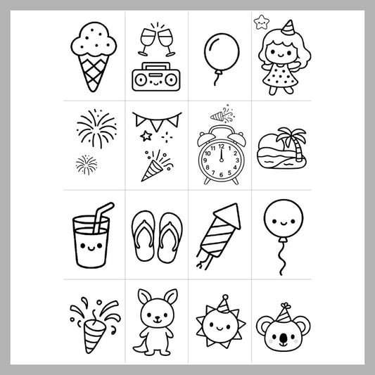 Chibi Kawaii New Years Mini Colouring Book - Digital PDF | Handmade Calm Craft